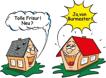 Werbegrafik Dachdecker Burmester – Dachsanierung und Neueindeckung vom Dachdeckermeister in Ratzeburg